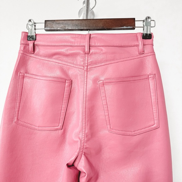 Aritzia Wilfred Melina Faux Vegan Leather High Rise Summer Fall Chic Pants Pink - Picture 6 of 14